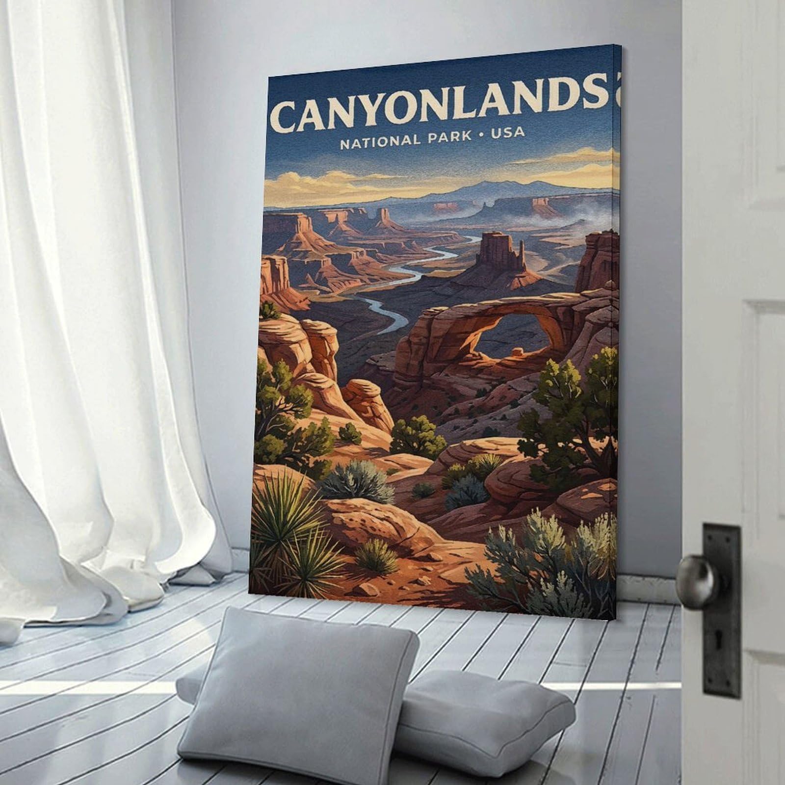 Junmoney Canyonlands National Park USA Landscape Canvas Art Print, 08x12inch(20x30cm), for Restful Interiors, Bedrooms Or Small Rooms, A Warm Accent for Relaxed Interiors