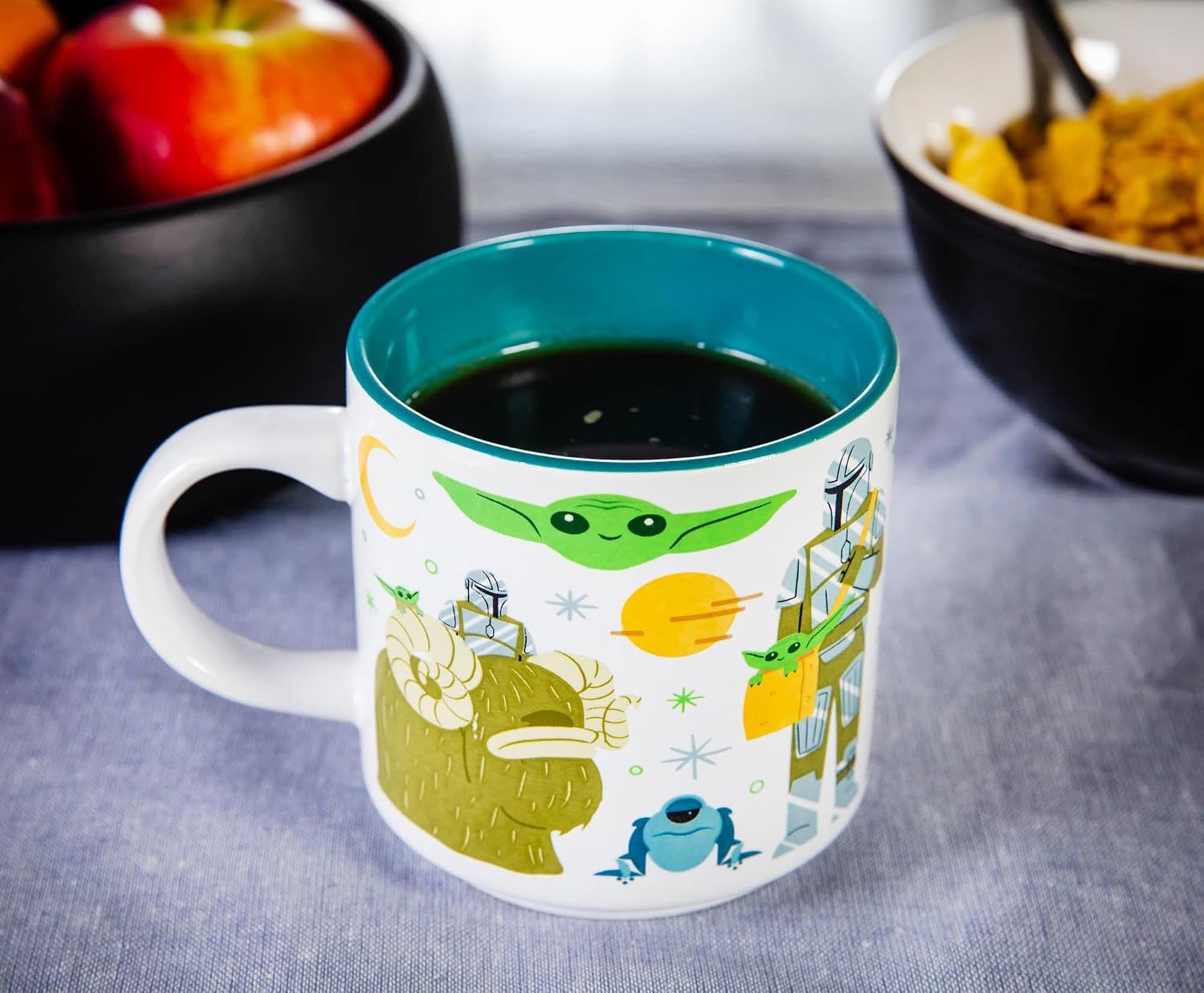 Star Wars: The Mandalorian Cartoon Grogu Ceramic Mug | Coffee Cup For Tea | Holds 13 Ounces