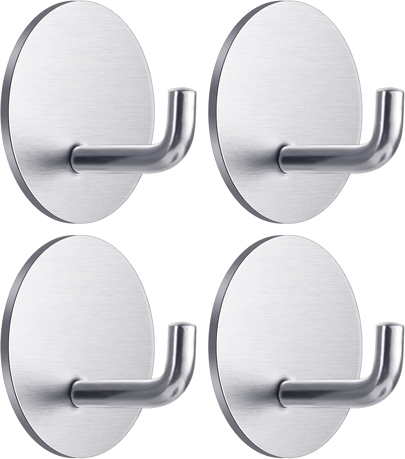 FUYOAL 4 Pcs Self Adhesive Hooks, Stainless Steel Stick on Wall Hooks
