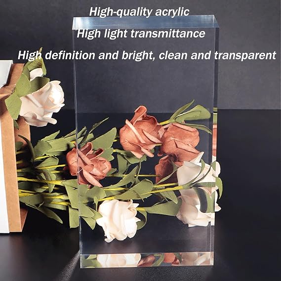 アクリルディスプレイブロック 10 x 10 cm 透明ソリッド長方形ディスプレイブロック コレクション用 卓上香水スタンド 写真撮影用小道具,10 x 10 x 6cm