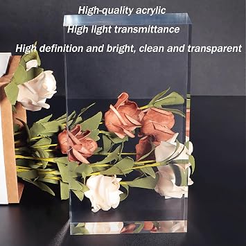 アクリルディスプレイブロック 10 x 10 cm 透明ソリッド長方形ディスプレイブロック コレクション用 卓上香水スタンド 写真撮影用小道具,10 x 10 x 6cm