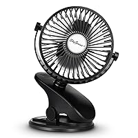 Vista 1 de SkyGenius Ventilador de cochecito de bebé con clip con batería (negro)