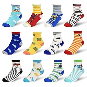 ELUTONG Toddler ABS Non Slip Grips Socken – 1-7 Jahre Cartoon 12 Paare For Baby Junge And Mädchen
