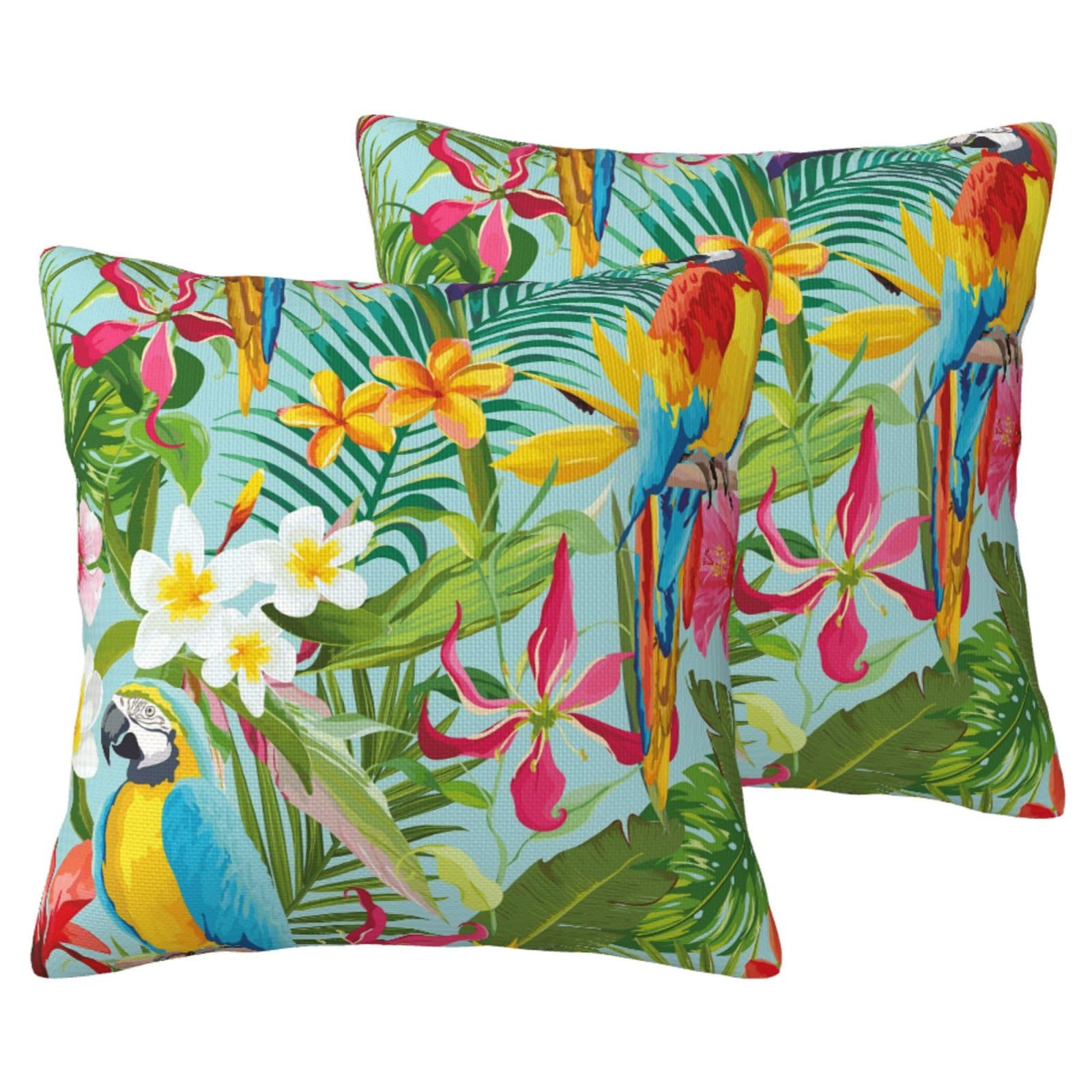 Taies d'oreiller imitation lin tropicales lavables et durables pour décoration de lit