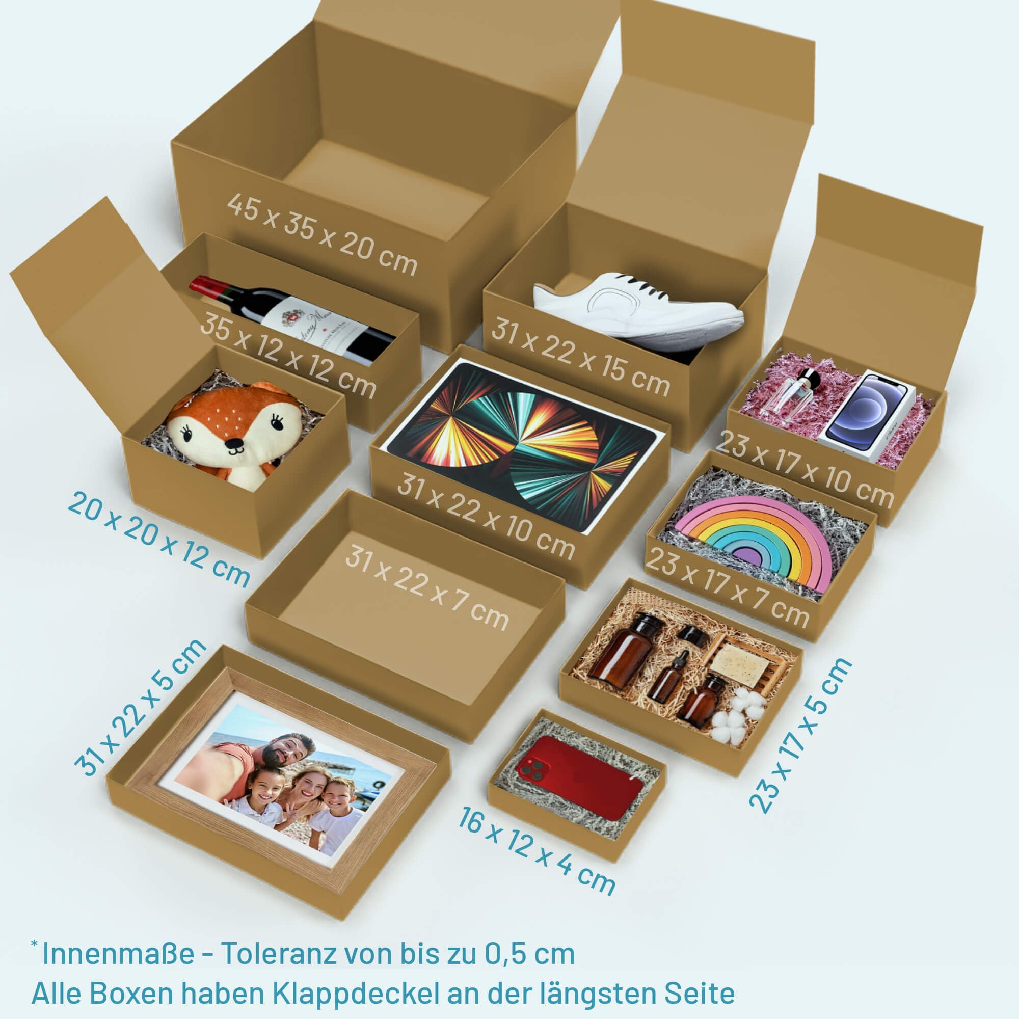 Geschenk-Box mit Deckel | 16 x 12 x 4 cm (10er Pack) | Geschenk-Karton mit Magnet-Verschluss | Perfekt für Geburtstag, Hochzeit, Weihnachten, Geburt | Geschenk-Verpackung in Braun