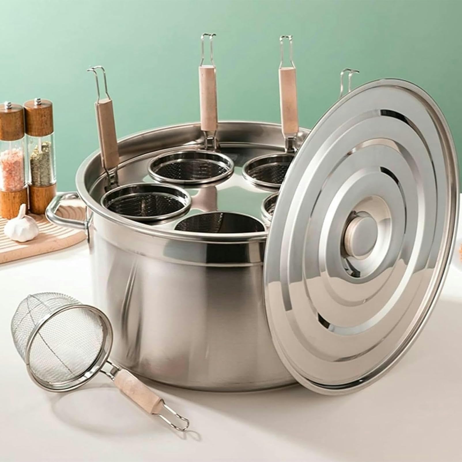 Suppentöpfe, Robuster Nudelkocher, Edelstahl-Multikochgeschirr-Set Mit Einsätzen, Sieb, Kochfelder Für Die Küche Zu Hause, Gewerbliche Restaurants, Multipots Nudeltöpfe (3 Löcher A)