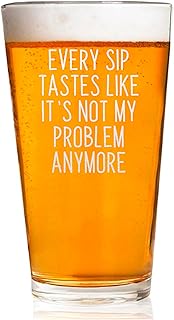 Every Sip Premium 16 oz Beer Pint Glass, Laser Engraved Beer Pint for Retirement, Lead-Free Drinking Glass, Beer Lover Gift (Every Sip One Side FBA)