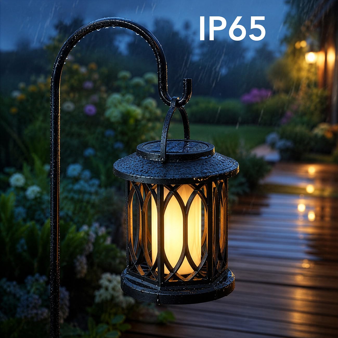 Lunartec LED-Solar-Laternen: 4er-Set Solar-Gartenlaternen mit Flammeneffekt-LEDs, Lichtsensor, Akku (Laterne Outdoor, Gartenlicht kabellos)