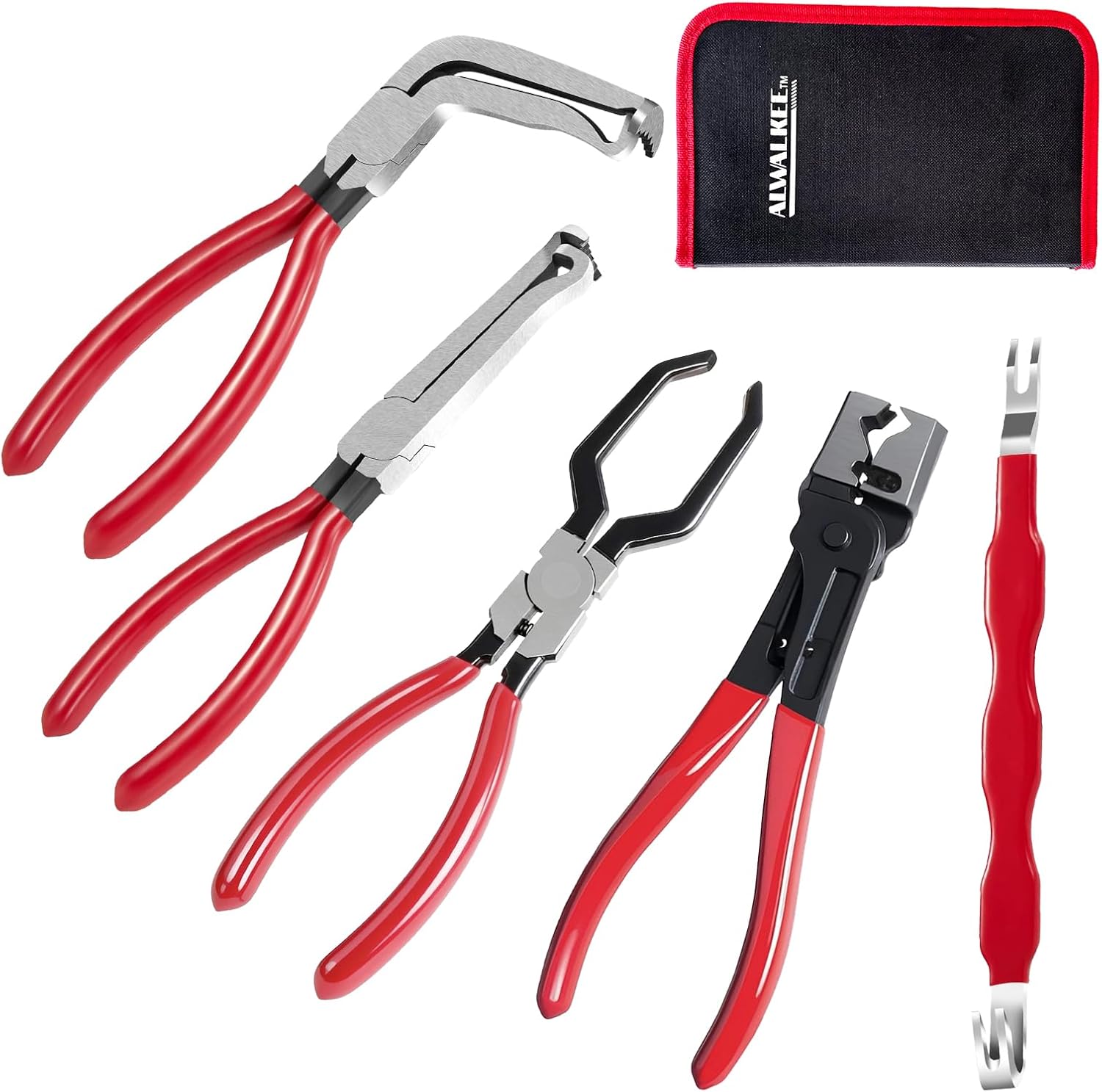Electrical Disconnect Pliers Set, 5-Piece Professional #45 Steel Kit for Sensor, Injector & Fuel Hose Repair