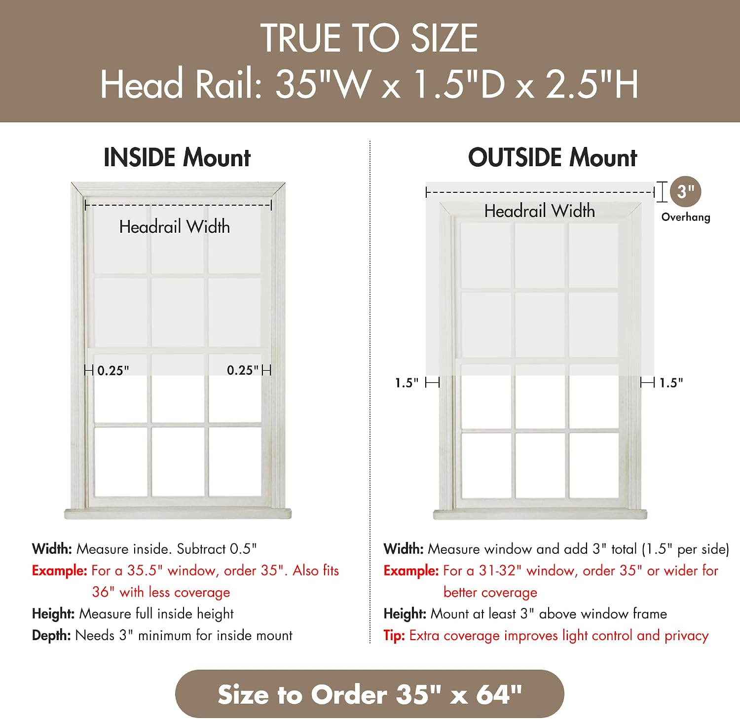 Madison Park Kyler Cordless Roman Shades - Single Panel, Lightweight Linen Blend Fabric, Natural Design, Easy Installation, Light Filtering Window Blind, Bedroom, Living Room Decor 35"W x 64"H Natural