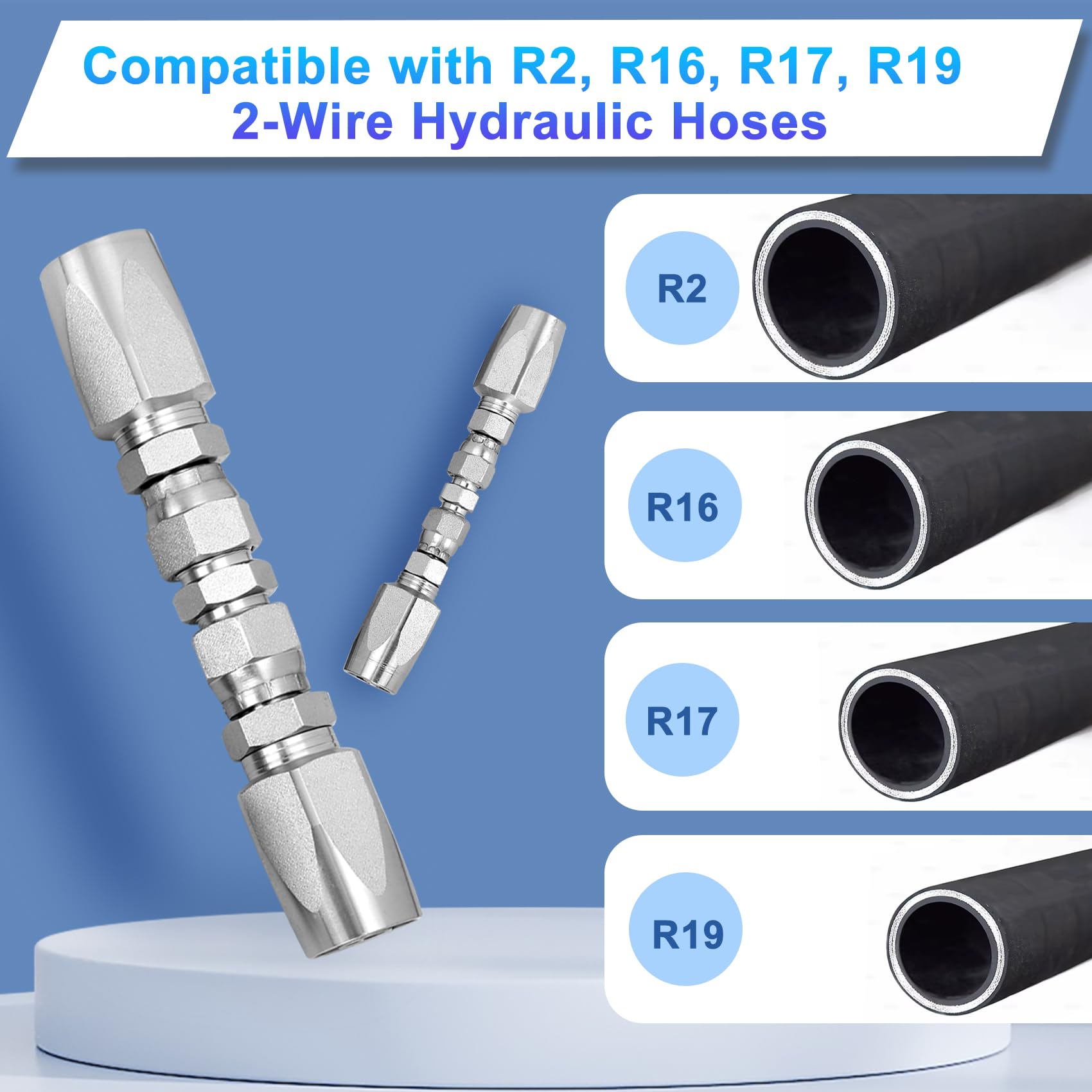 ANCIMOON 2PC 1/2" Reusable Hydraulic Hose Fittings - #08 Single Wire Hose Repair Kit - View #2