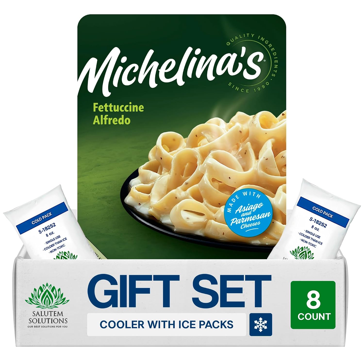 Salutem Vita – Fettuccine Alfredo Frozen Dinner, Creamy Pasta Meal, Italian Cuisine, 8.5 oz, Gift Set – Pack of 8