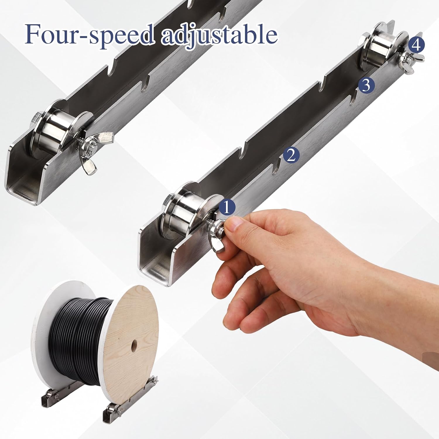 Cable Reel Dispenser, Cable Drum Roller,Stainless Steel Cable Roller Stand,Wire Spool Rack Portable,for Up To 23" Diameter Spools 4400 Lbs Capacity