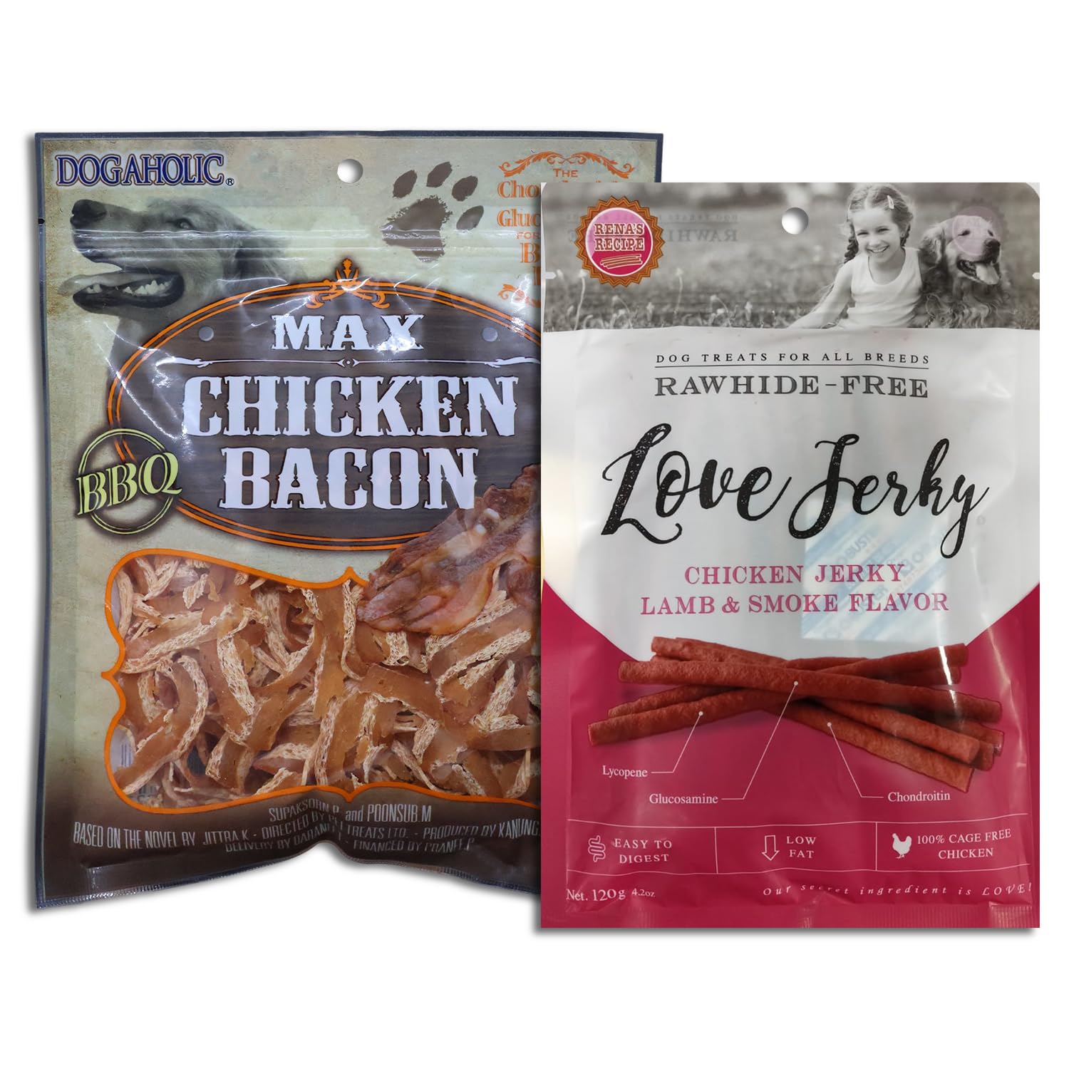 Combo of: - Dogaholic Max Chicken Bacon Strips BBQ Treats for Dog,130 gm with Love Jerky Lamb and Smoke Dog Treats - 120g (B0B5VCNDSP) Amazon Price History, Amazon Price Tracker
