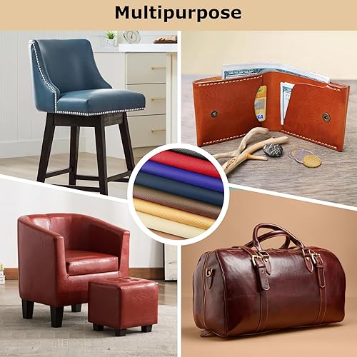 Miniatura 7 de ANMINY The Yard - Tela de piel sintética de vinilo para manualidades, manualidades, costura, hobby, taller, manualidades, billetera, cuadrado, 0.028