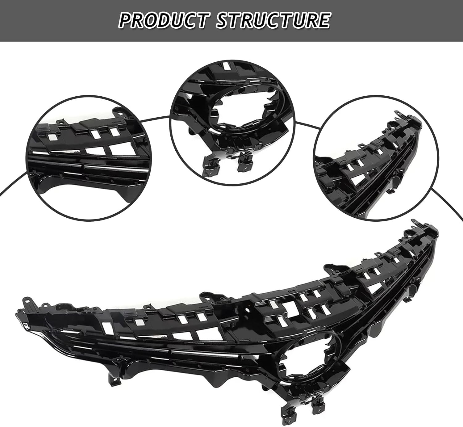 Bewild Front Bumper Assembly Fit For 2021 2022 2023 Toyota Camry SE XSE W/Front Bumper & Honeycomb Grille & Black Trim & Fog Light Bezel Set Replacement