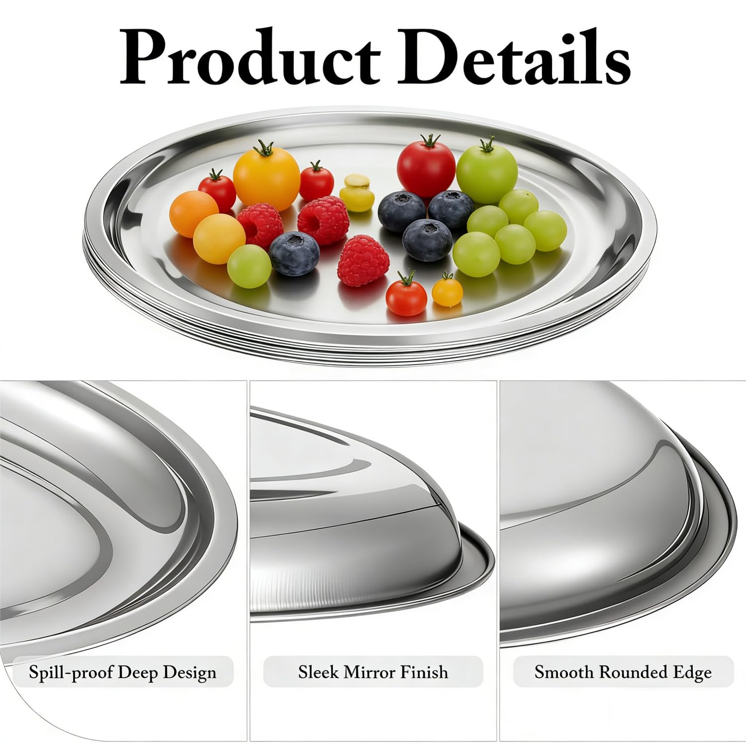 6 Plats à Poisson en Inox – Plat Ovale pour Four & Cuisson Vapeur, Plat Creux 33,8 cm, Qualité Alimentaire, Bord Roulé – Pour Poisson, Lasagnes, Cheung Fun – Lot de 6