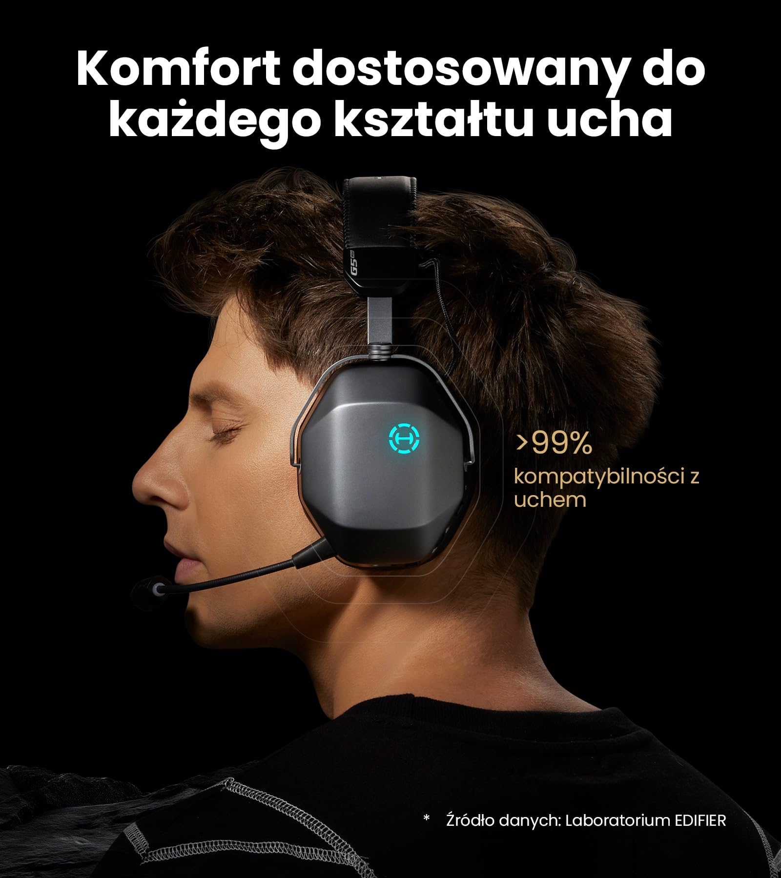 Edifier G5 MAX Bezprzewodowy Zestaw Słuchawkowy do Gier, 305h, Szary | THX Spatial Audio, 2,4 Ghz, Bluetooth 6.0, Hi-Res, Przetworniki Pen Średnicy 53 mm, Tryb Czteropasmowy, Odłączany Mikrofon