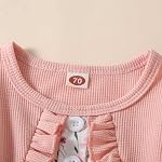 Newborn Baby Girl Romper Dresses Clothes Set Short Sleeve Floral Ruffle Bow Overall Bodysuit Onesie Floral Skirt Hem Outfit