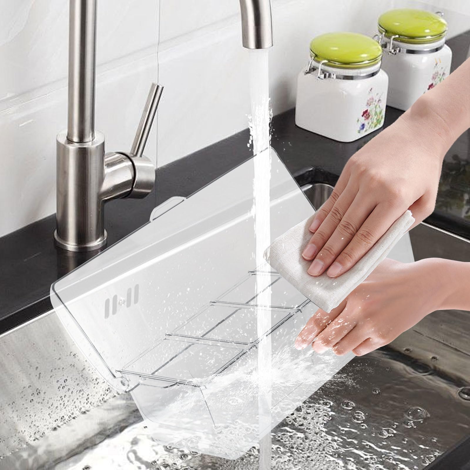 Kühle Genüsse - Ice Bar Set mit 5 Einsätzen, 5 Löffeln und 2 Zangen - Cocktailparty, Bar, Buffet - Pizza, Obst - BPA-frei, leicht zu reinigen - Großer Kapazität, Serviertablett für Obst
