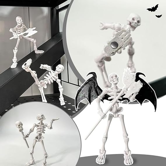Action Figure Skeleton Movable - Flexible Figure Sensory Toy,Articulated Model for Collectors Halloween Creative Play Nightstand Coffee Table Bookcase Window Sill Bookshelf