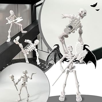 Action Figure Skeleton Movable - Flexible Figure Sensory Toy,Articulated Model for Collectors Halloween Creative Play Nightstand Coffee Table Bookcase Window Sill Bookshelf