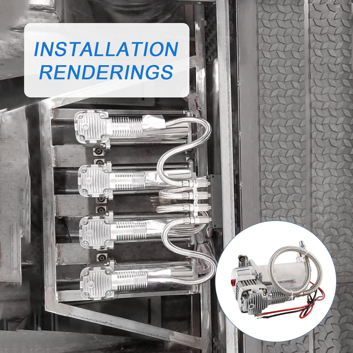 12V 444C 200 PSI Chrome Air Compressor for Auto/Motorcycle