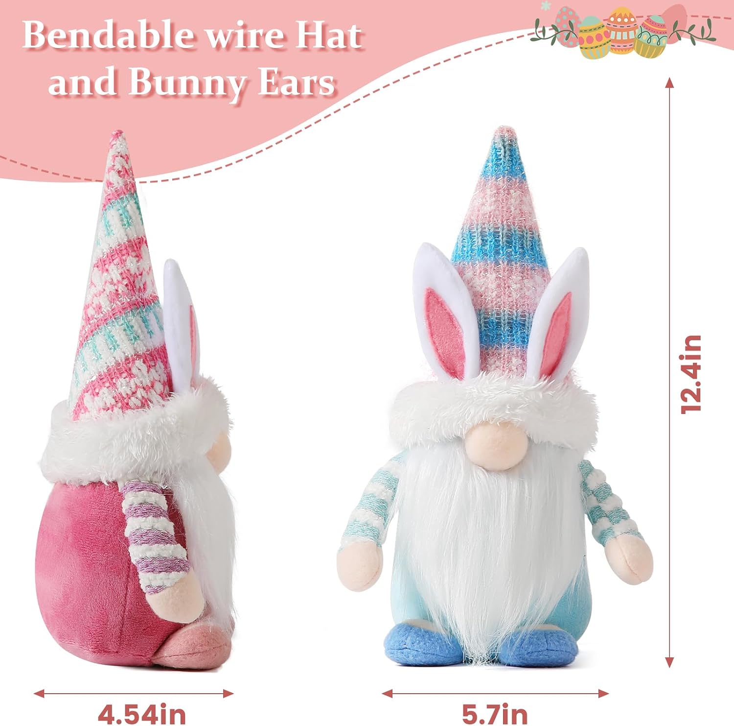Gnomes Decorations, 2 Pcs Plush Easter Bunny Handmade Swedish Tomte Elf Stuffed Doll Spring Home Decor Easter Gift Cute Faceless Dwarf Bunny Household Ornaments, Home Decor