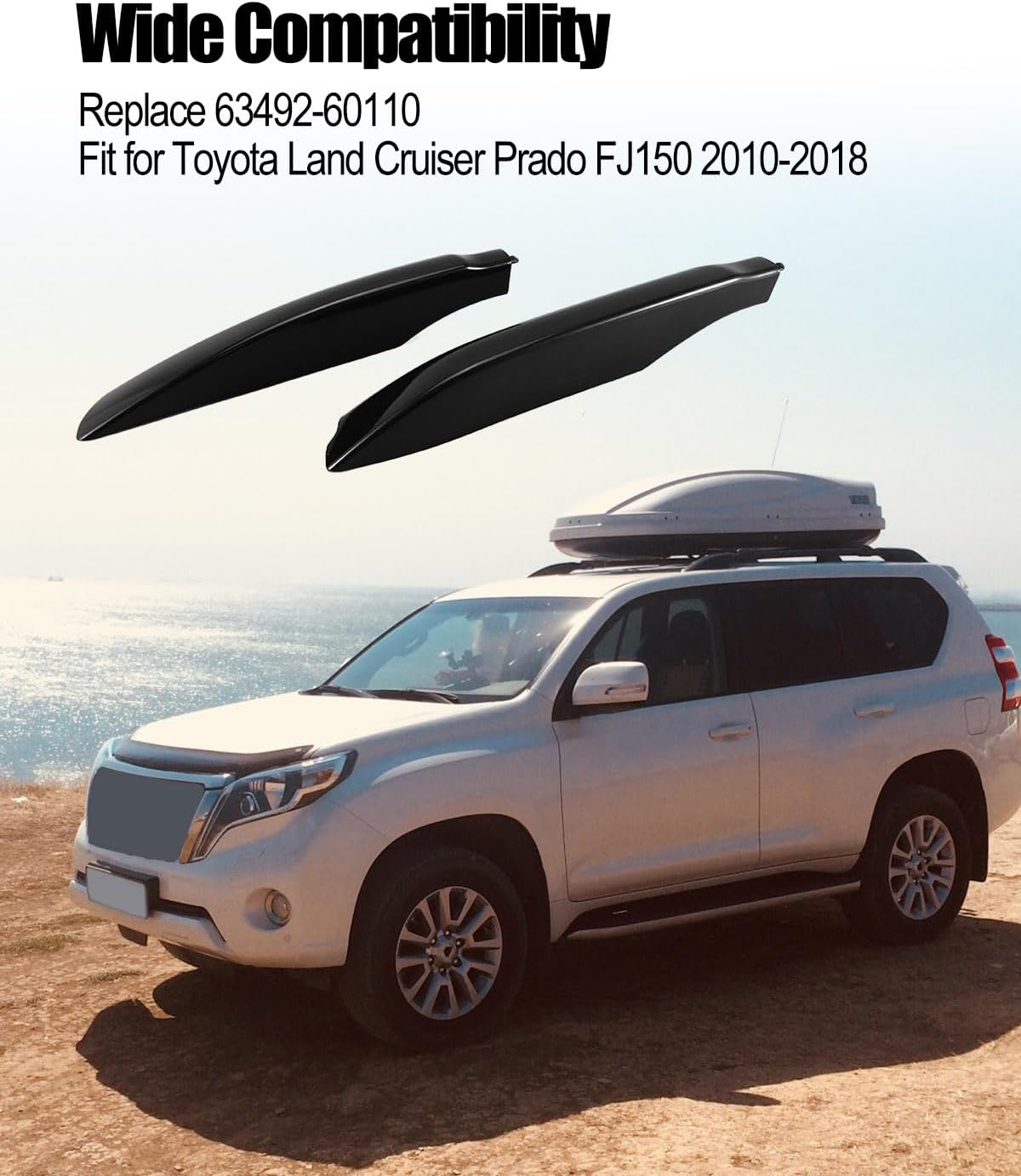 Roof Rack Cover Fit for Toyota Land Cruiser Prado FJ150, Replace 63492-60110 Luggage Rack Rail End Cover