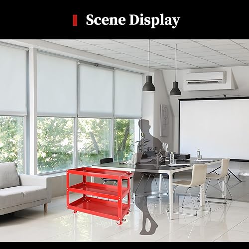 Miniatura 7 de Carrito de herramientas comercial de 3 niveles, carrito de herramientas rodante de acero de 330 libras con freno, carros de herramientas de servicio