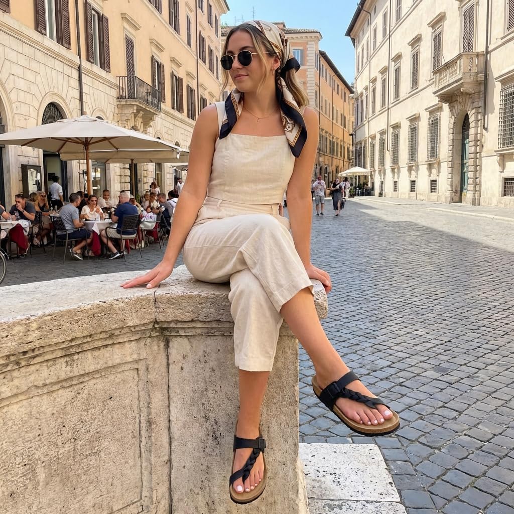 CUSHIONAIRE Women's Libby Cork footbed Sandal with +Comfort and Wide Widths Available,