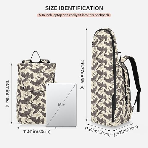 Miniatura 3 de Bolsa de tenis unisex impermeable gris marrón pájaro 2 raquetas de tenis bolsa de gimnasio para hombres mujeres tenis deporte bolso para raquetas