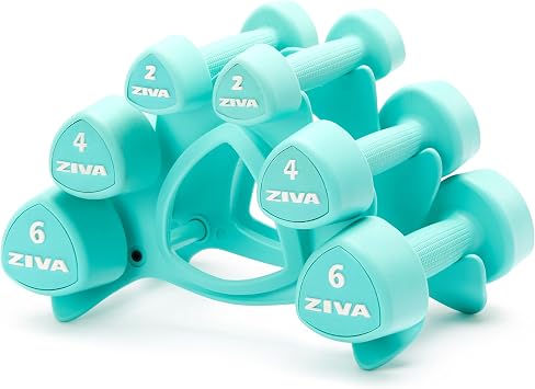 ZIVA RPU Tribell Dumbbell Pair Premium Urethane-Coated Hand Weights with Ergonomic textured Grip & Steel Core 220 lb Sets in Multiple Colors for Strength Training