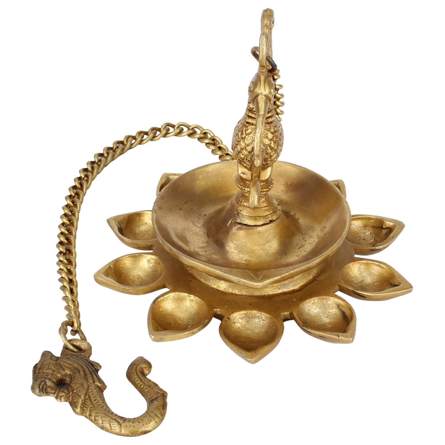 Kartique Diya-Lampe zum Aufhängen, Messing, mit 17,8 cm Höhe, antiker Stil für Heimdekoration, Puja und Geschenk