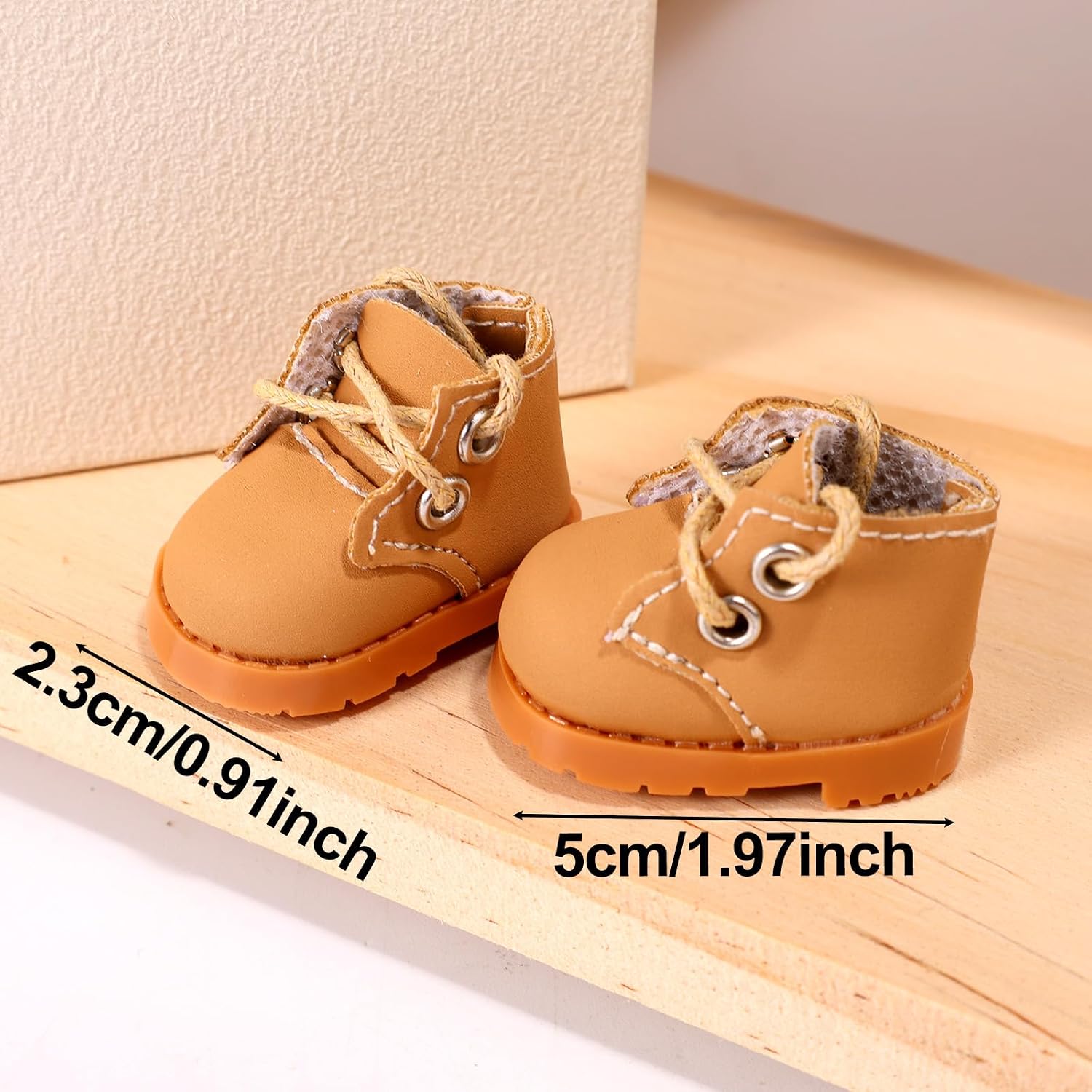 Mini Doll Shoes, 1.97x0.91 Inch PU Leather Sneakers for Doll Cute Fingerboard Shoes Toy Outfit Accessories (Yellow)