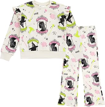 Wicked Girls Fleece Pullover Sweatshirt and Ribbed Flare Leggings Outfit Set Toddler to Big Kid Sizes 2T - 14-16