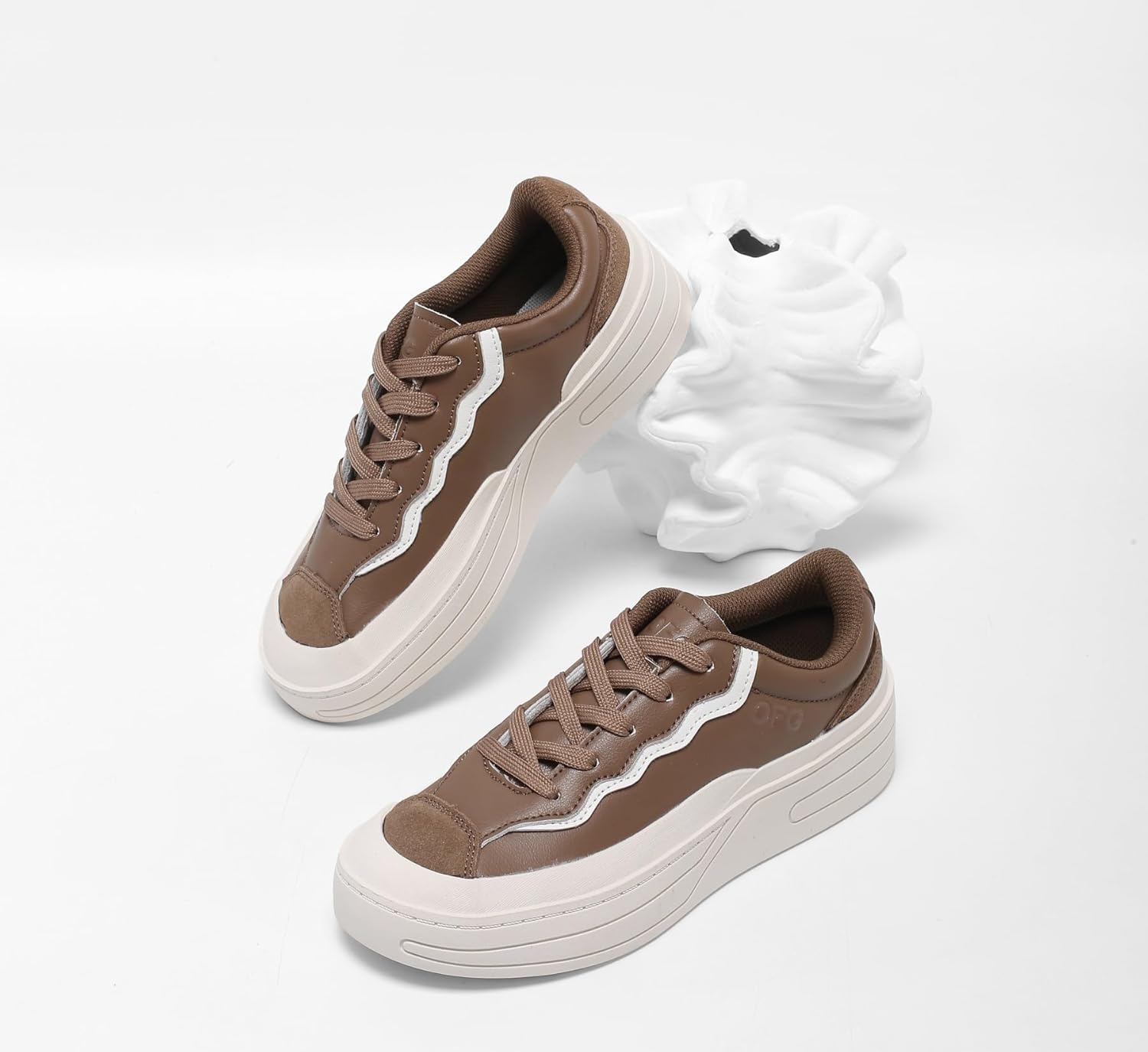 Women's Platform Sneakers-Genuine Leather Casual Walking Shoes-Non Slip Tennis Skate Shoes - Image 6