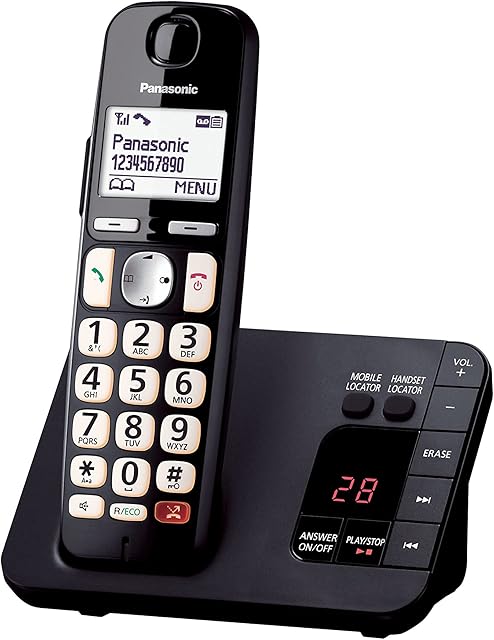 Panasonic KX-TGE820EB Digital Cordless Phone About 40 minutes Answering Machine with Nuisance Call Block and Dedicated Key, Amplified Sound Single