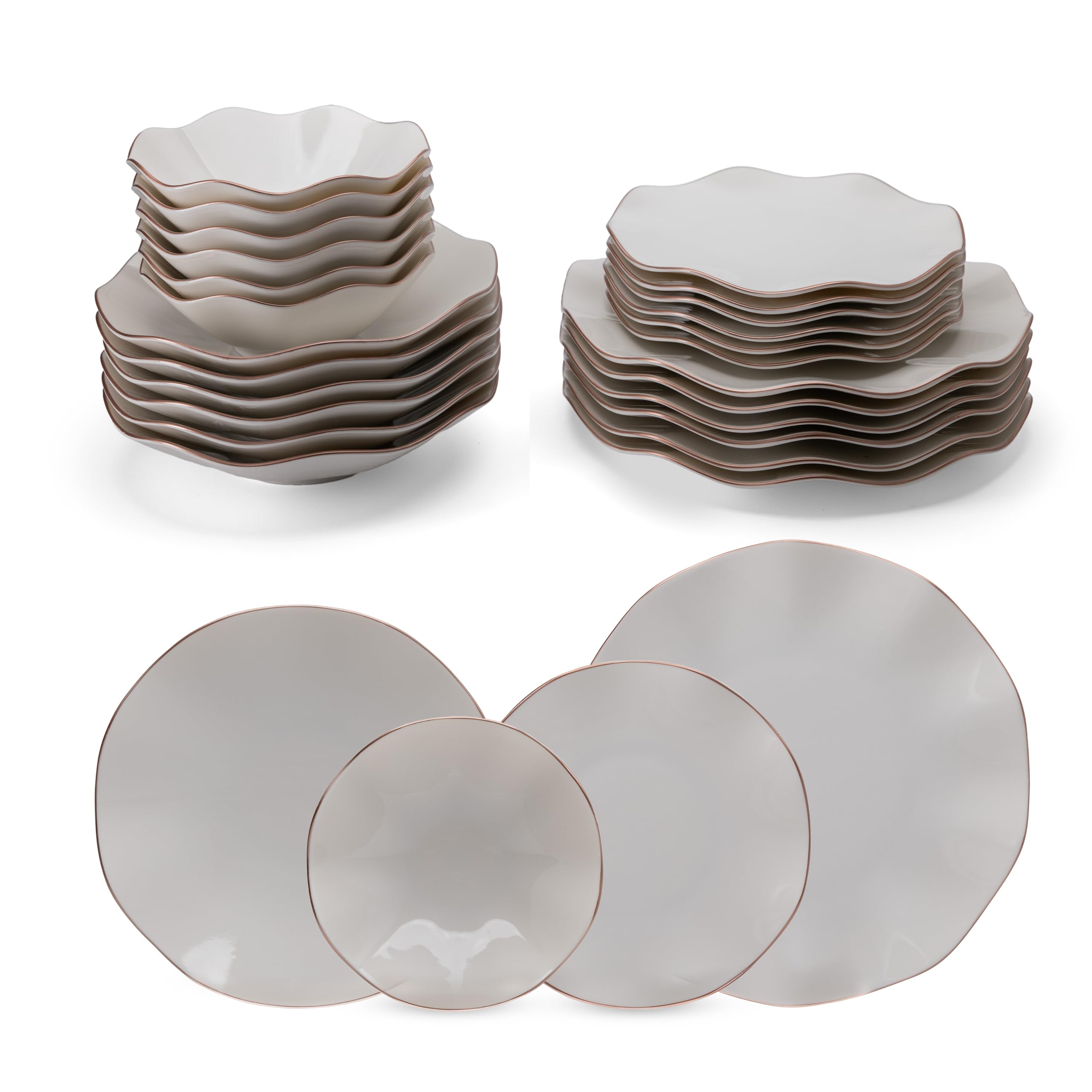 Vajilla Güral Porselen Nesrin Cobre de Porcelana, 24 piezas para 6 personas – Vajilla Completa y Elegante