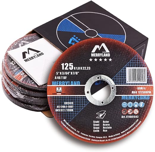Merryland Cut Off Wheel 5 inch for Angle Grinder, Metal Cutting Wheel 5 X .045 X 7/8 Ultra Thin 25 Pack, Iron Steel Cutting Disc, Expert-Line E11081042