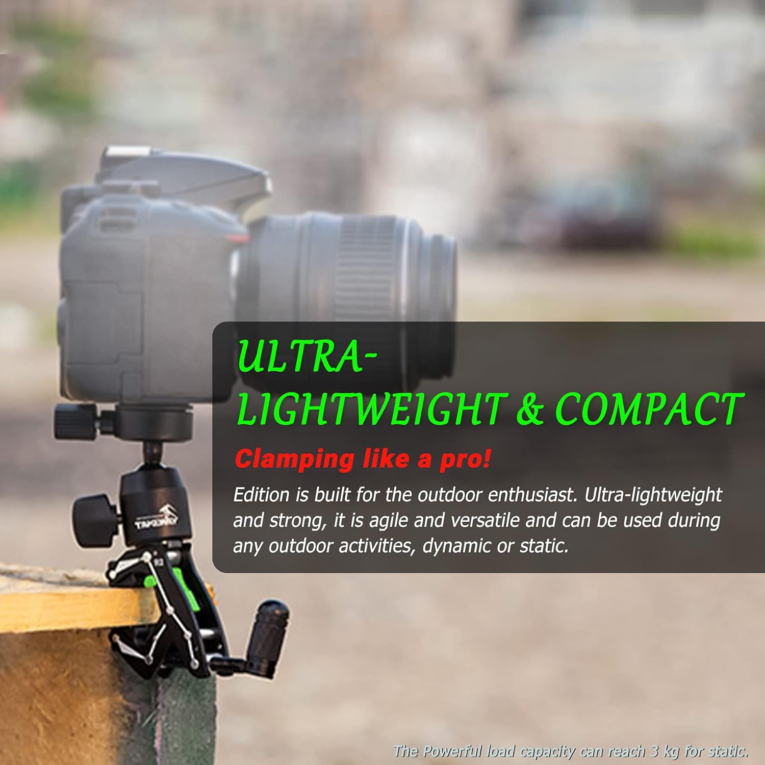 Adjustable Camera Clamp Mount with 360°Rotatable Mini Ball Head and 1/4" Screew Quick Release Tabletop C Clampod Bar Clamp for GoPro/Brinno/DSLR/MILC/SLR Camera and More Action Camera