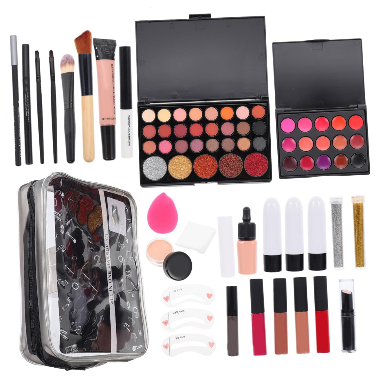 Kit de Maquillaje para Mujer Completo con Brochas Duraderas Paleta de Sombras Corrector y Lápiz Labial Set Portátil para Viaje y Diario