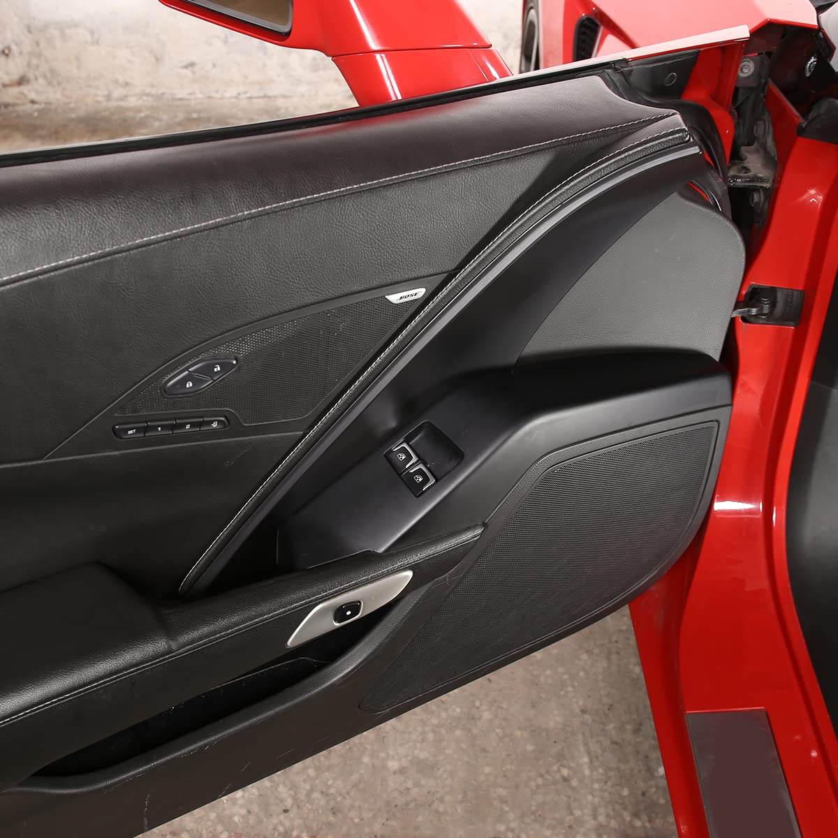 Plastik ABS, osłona wewnętrznej drzwi samochodu, naklejka wykończeniowa do Chevrolet Corvette C7 2014-2019, akcesoria do wnętrza samochodu (czarny matowy)