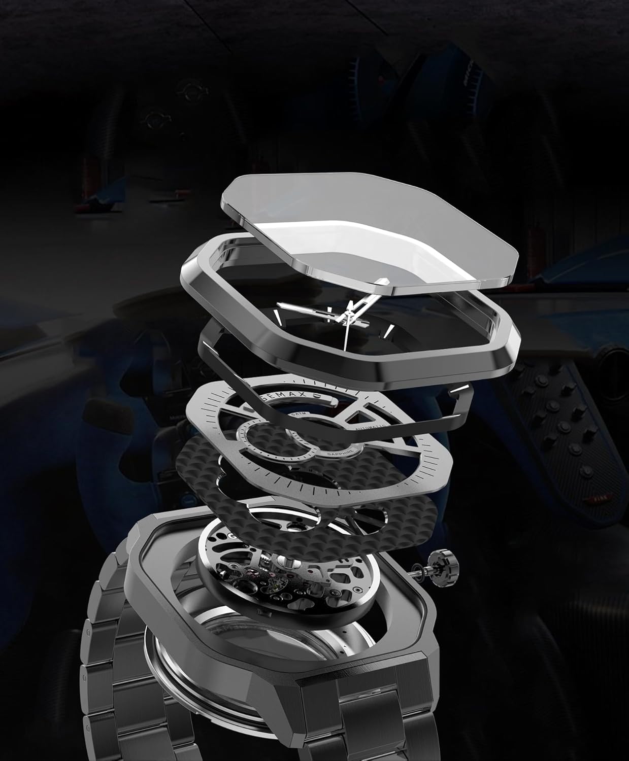 Paras Crown Automatic Watches for Men Mechanical Watch Stainless Case 50M Waterproof Fashion Luxury Wrist Watches for Men - Image 6