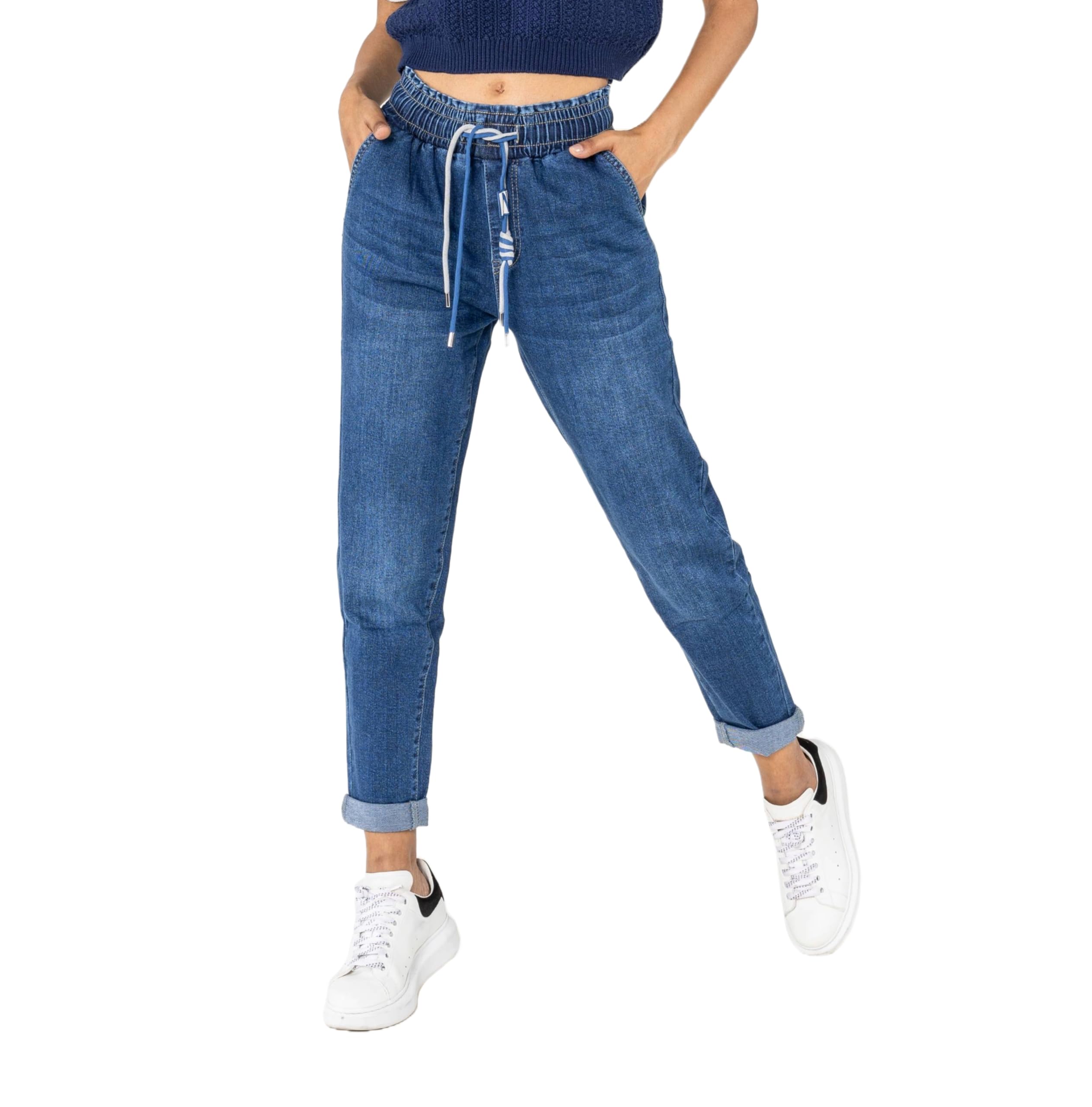 Nina Carter P500 Casual jeans voor dames, joggingbroek, hoge taille