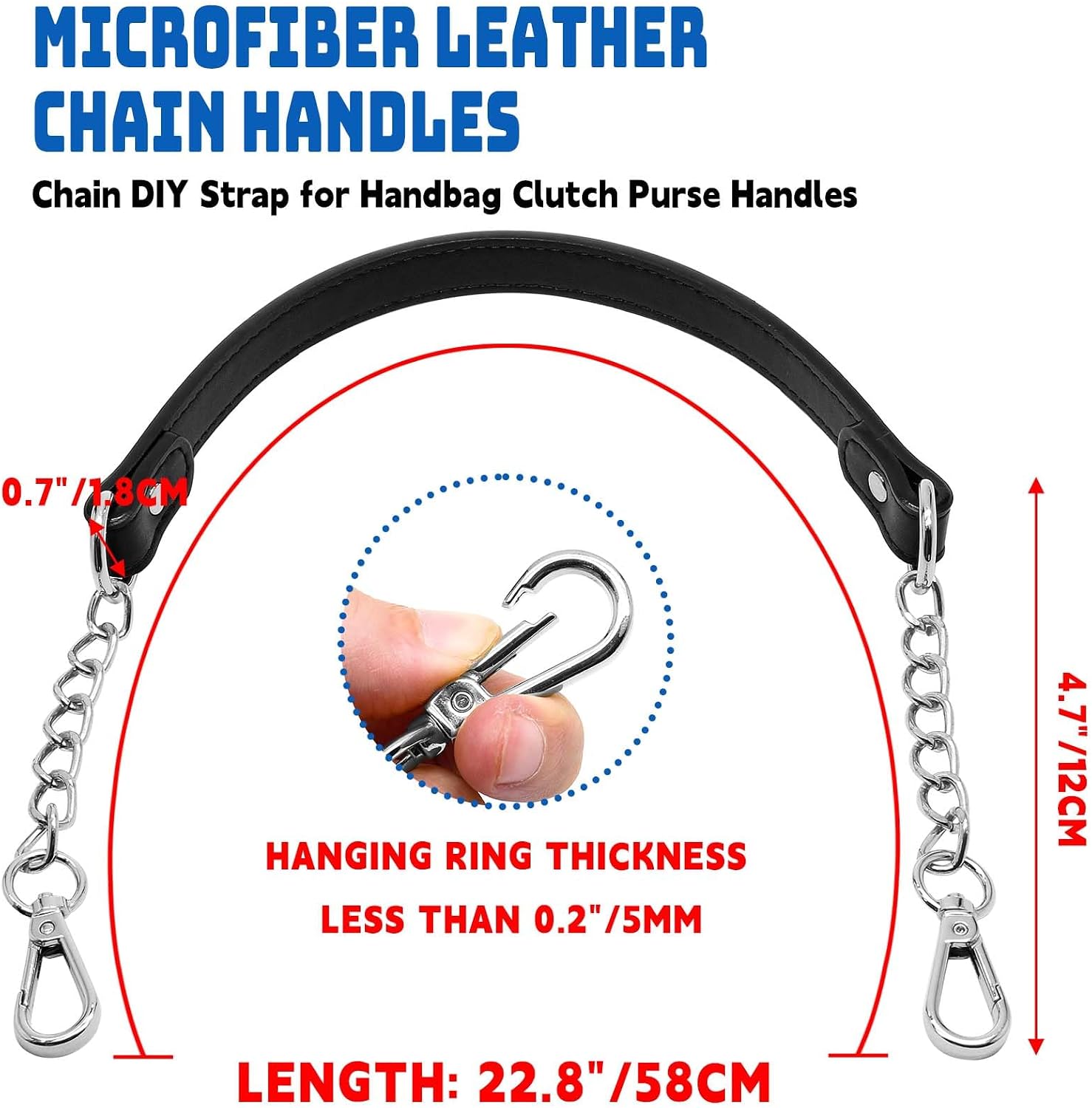 Luomorgo Metal Chain Handles Strap, Silver Purse Strap Replacement