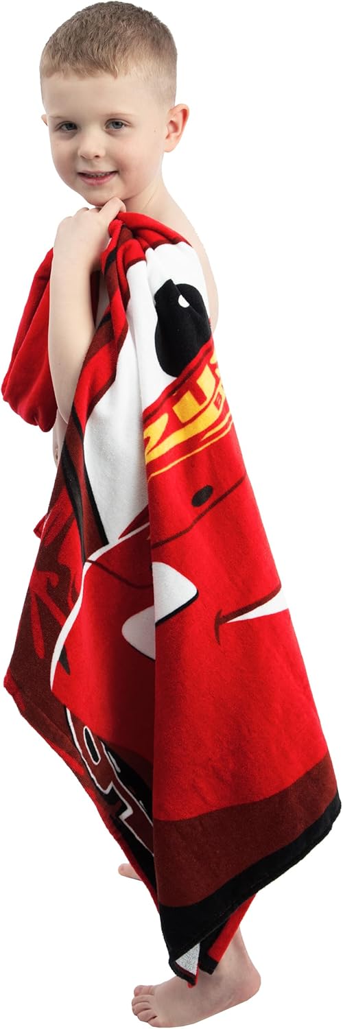 Disney Cars Boys Towel, Lightning McQueen Swimming Towels for Kids, Wearable Bath Towels, Wrap Beach Towel, Red One Size