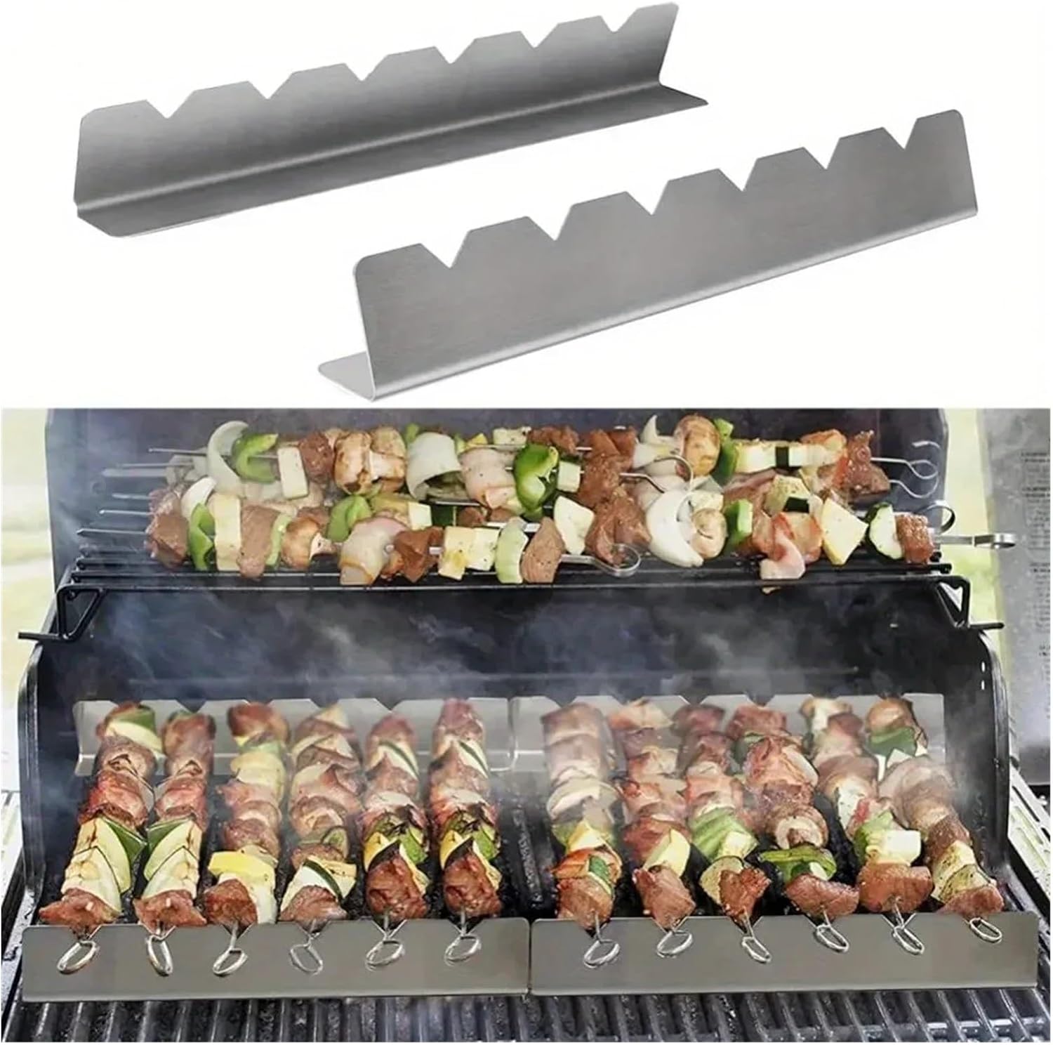 BBQ 1PC Skewers Holder Set 6 Slots Easy Cleaning Display BBQ Flat Skewers Support Stands Racks BBQ Accessories Accessories
