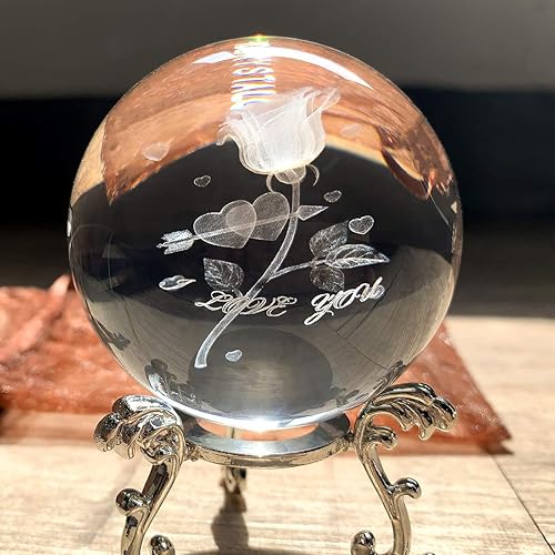 Miniatura 7 de Bola de cristal de 24 pulgadas de 2362in tallada en 3D delfín y rosa bola de cristal Fengshui para decoración del hogar