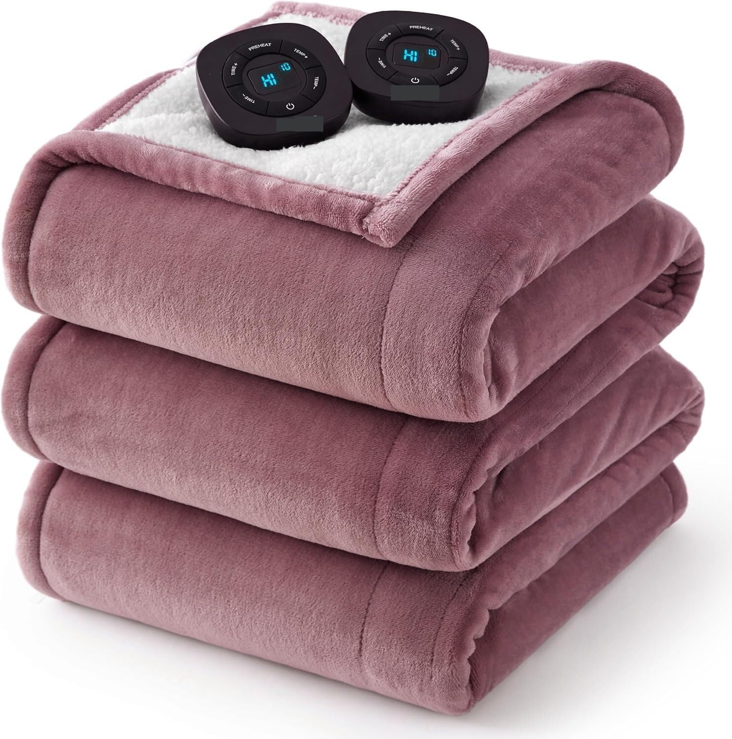 Flannel Soft Blanket, Comfortable Temperature-Adjustable Heating Blanket for Bed, Sofa (100x90 Inches, Cream White)(14 - Pink)